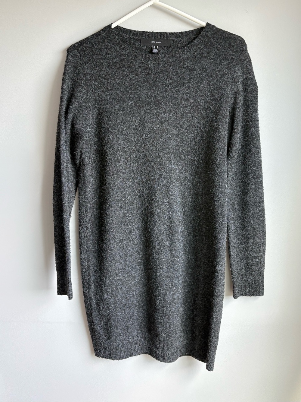 Vero Moda Dark Gray Crew Neck Knit Sweater Dress